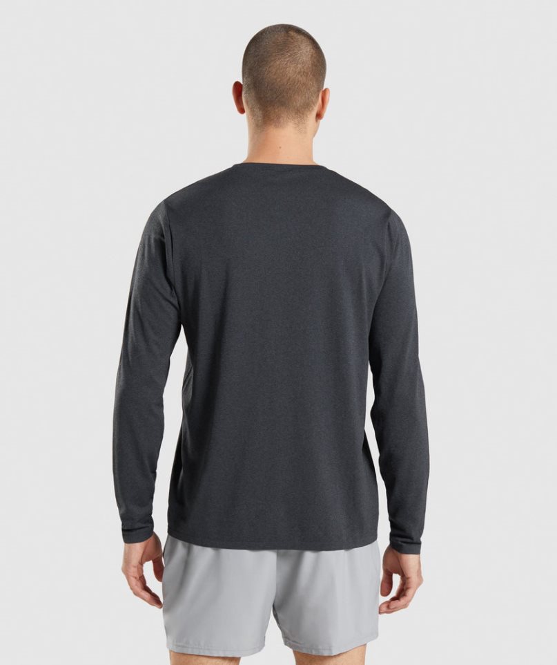 Men's Gymshark Arrival Seamless Long Sleeve T-Shirts Black | NZ 0CPTEG